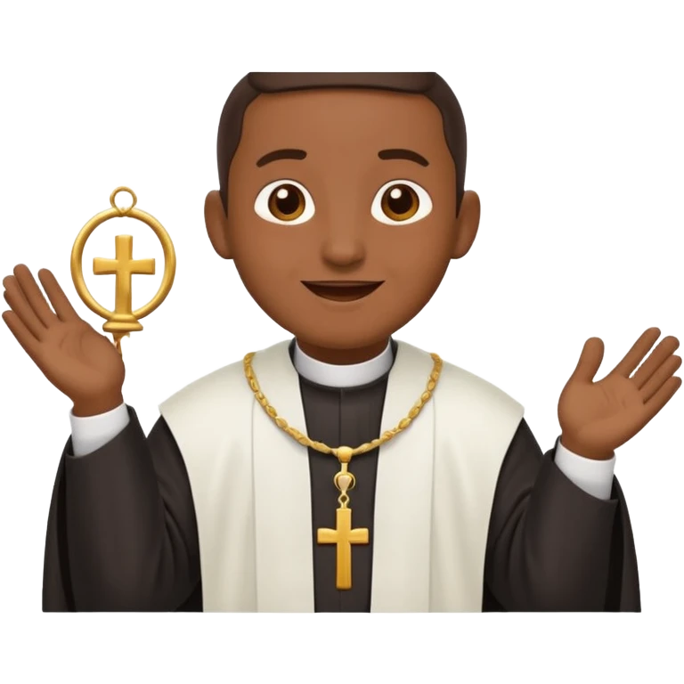 emoji-style icon of a happy Dominican priest, simplified features, bold outlines, flat colors emoji