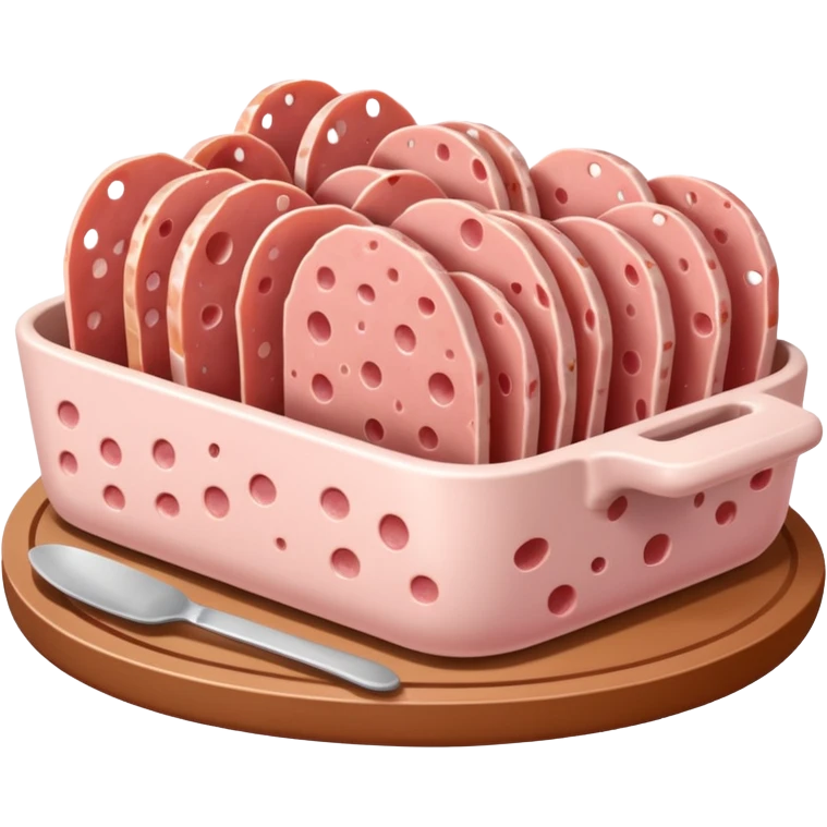 cold cuts (mortadella on a rectangular pot platter) emoji