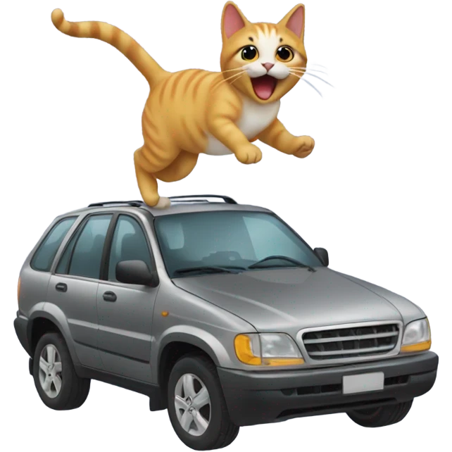 Cat backfliping off of a car emoji