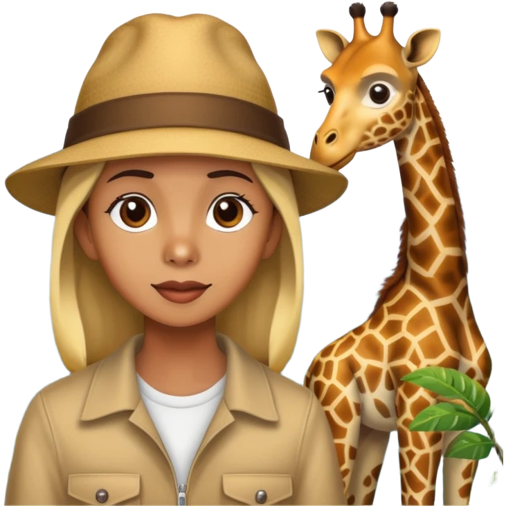 a person visiting a zoo with animals like giraffe and monkey in the background emoji