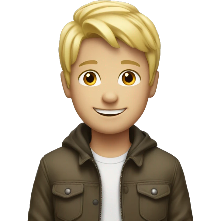 smiling blonde boy in jacket emoji
