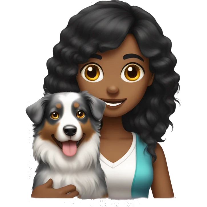 Black hair girl with australian shepherd emoji