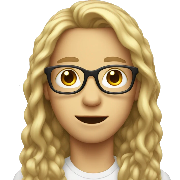  White Kid with long hair and glasses  emoji