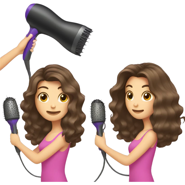 Brunette girl blow drying hair emoji