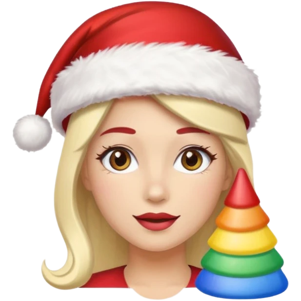 women santa with party cap rainbow cap 
   emoji