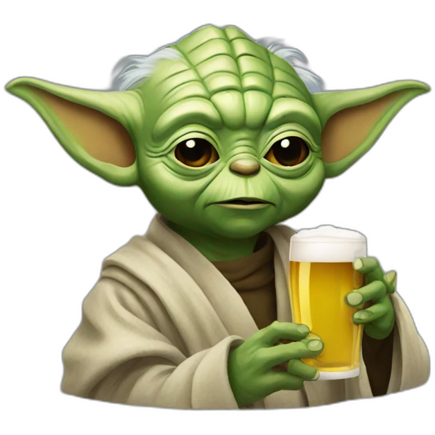 Yoda drinking à beer emoji