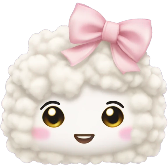 fluffy cream cosmetic bag with a bow emoji