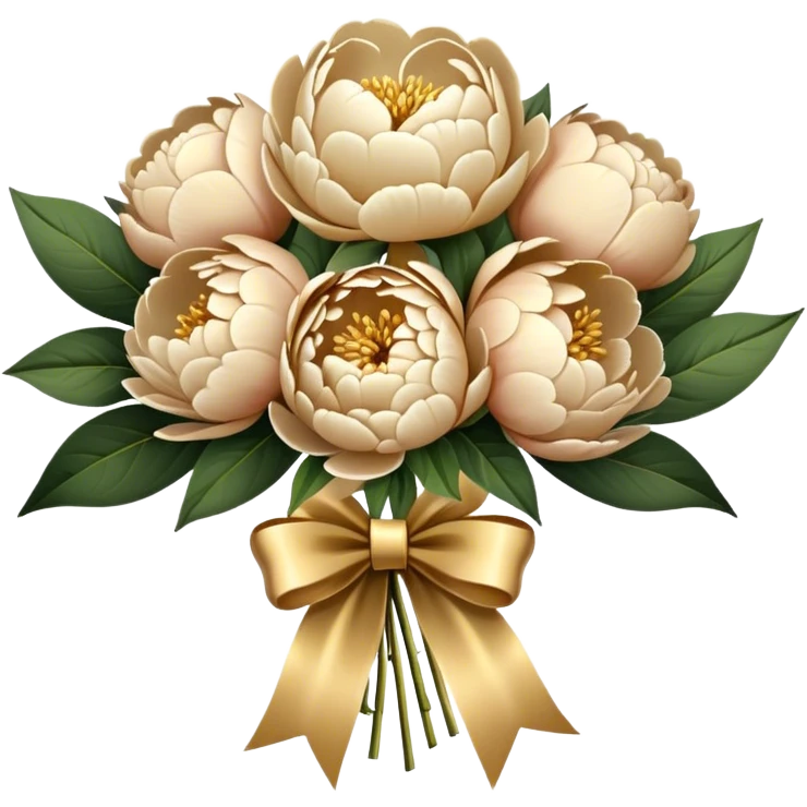 Beige peonies bouquet with golden bow emoji