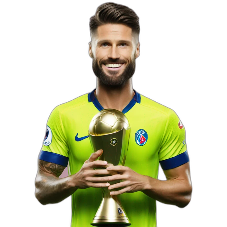 Olivier Giroud holding Champions League trophy emoji