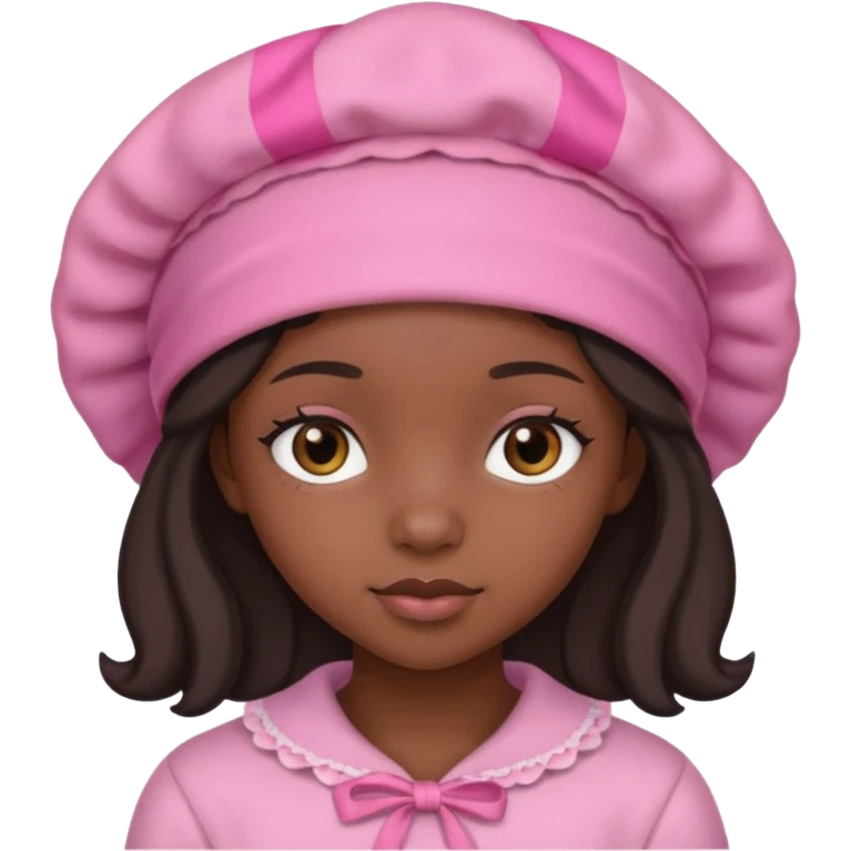 Black girl with pink bonnet teen emoji