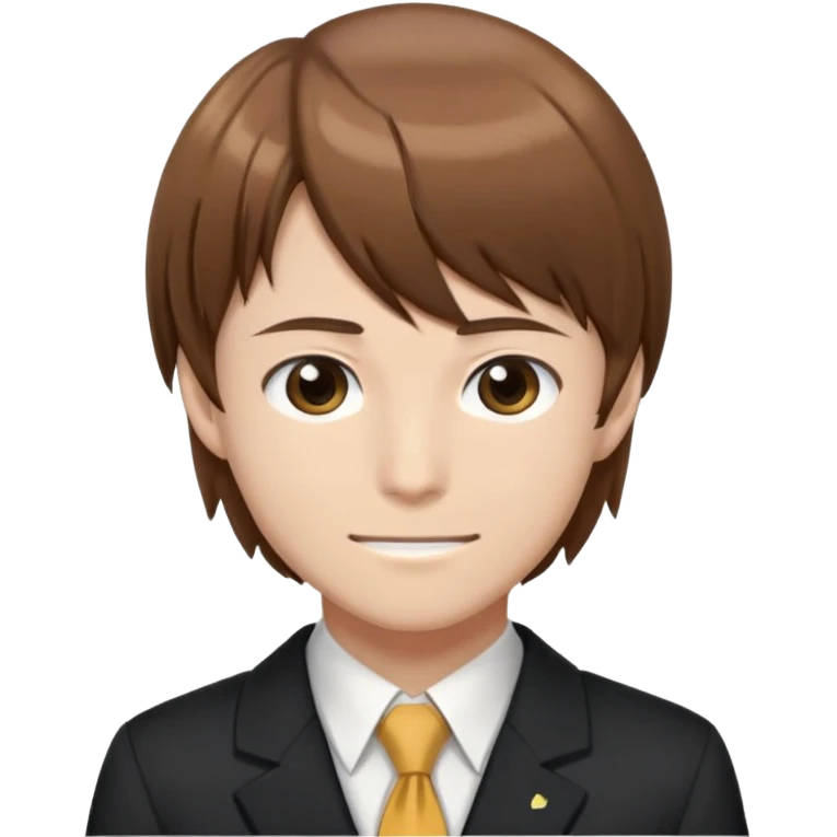 Light Yagami smirking, brown hair, wearing a school uniform emoji