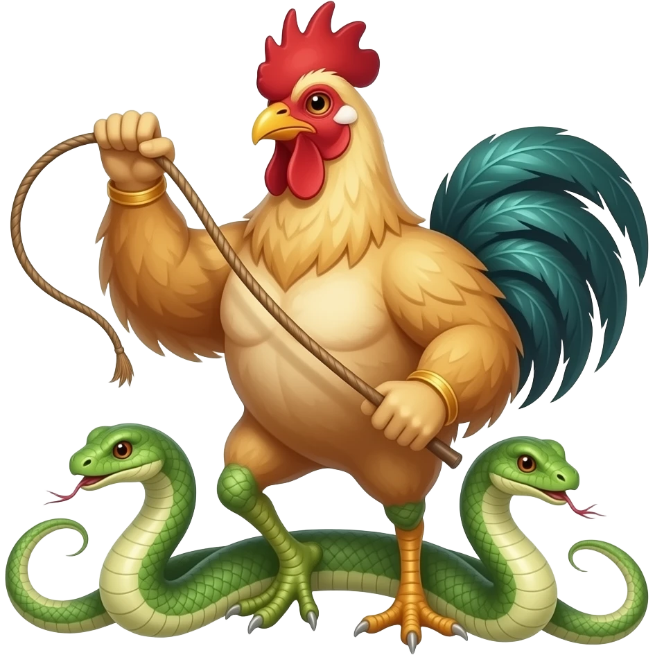 Abraxis. The gnostic god with a chicken body and snakes for legs using a whip. emoji