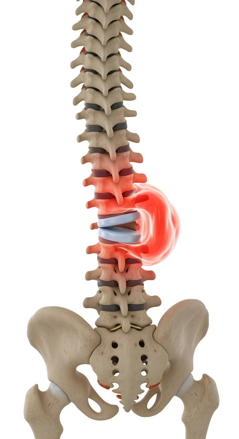 spina dorsale anatomica umana infiammata con ernia, ISOLATO SU SFONDO BIANCO emoji