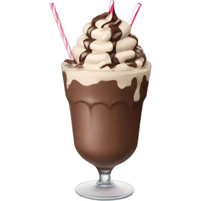 chocolate milkshake with a chocolate twister on top, with a straw emoji