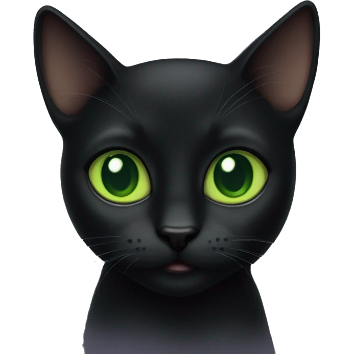 A black cat with green eyes emoji
