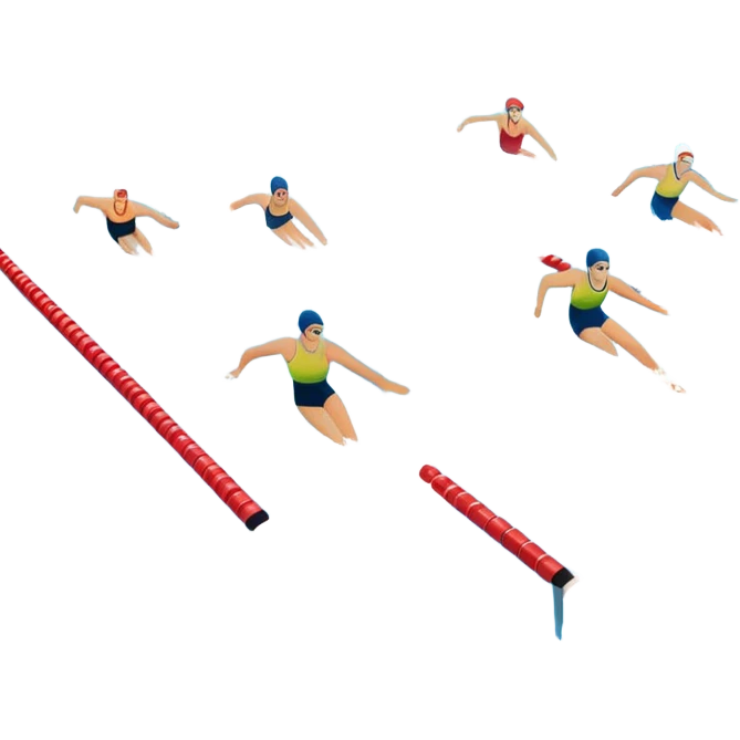 An icon featuring an Olympic swimming pool with multiple lanes and swimmers racing side by side. Splashes and lane dividers highlight the competition atmosphere. Transparent background emphasizes the energy, speed, and intensity of professional swimming events. emoji