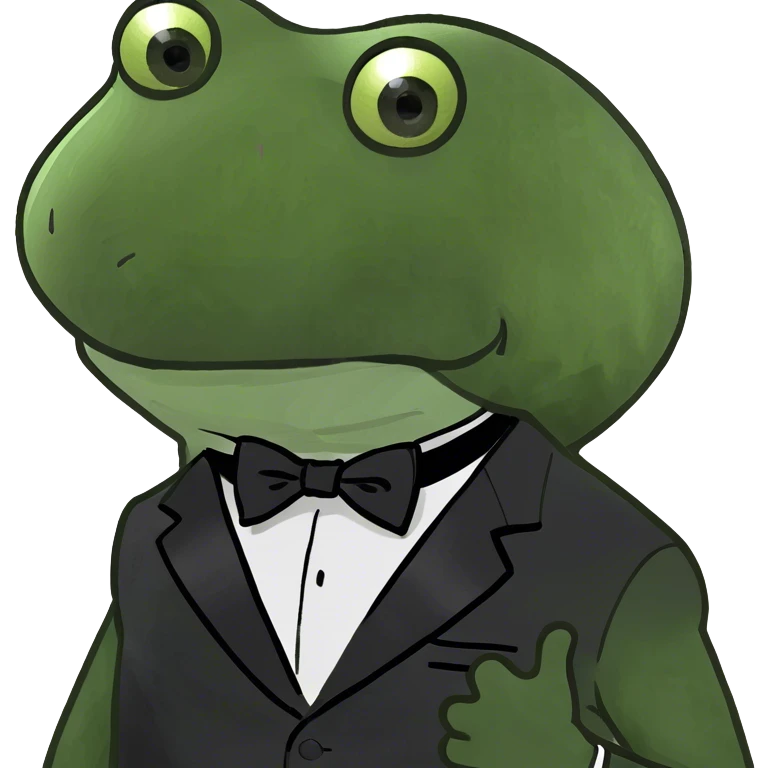bufo wearing a black tuxedo  emoji