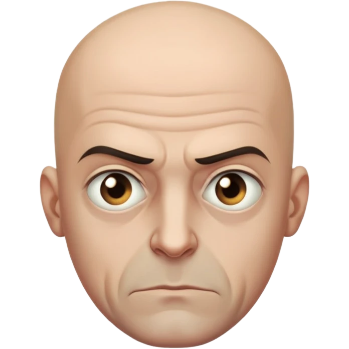 Steven Miller, bald, very grim and stern expression emoji