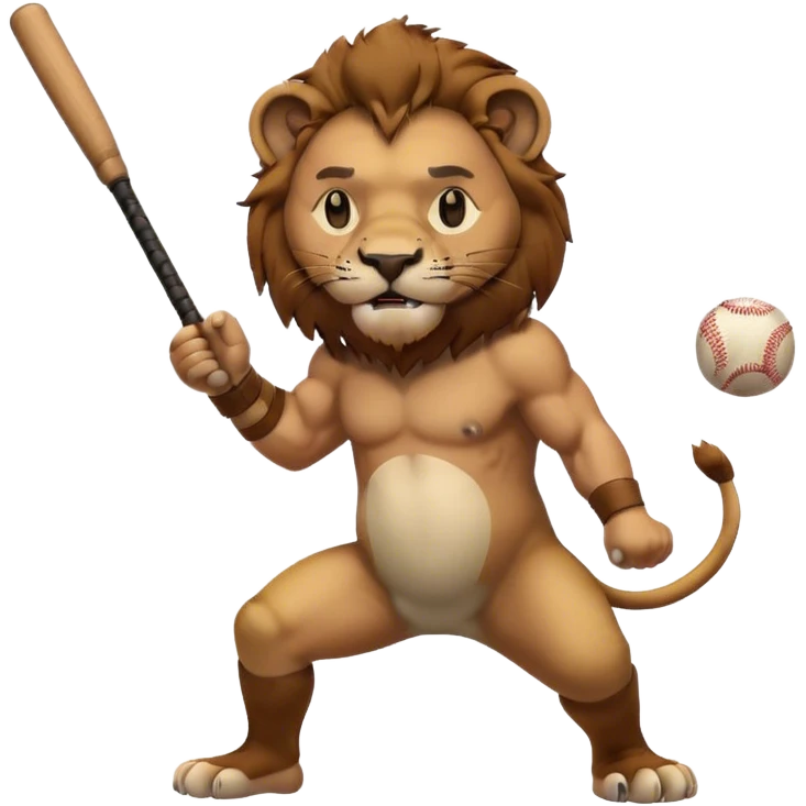 a lion swinging a baseball bat emoji