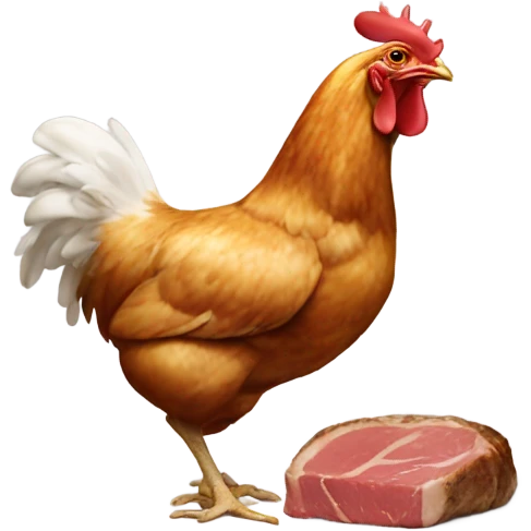 Chicken eating a steak emoji