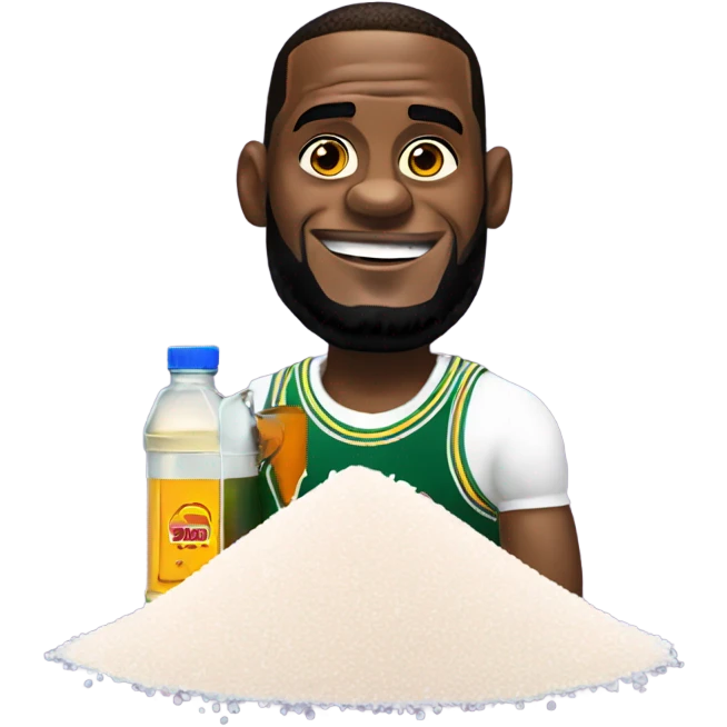 LeBron James with pile of salt and bottle of oil emoji