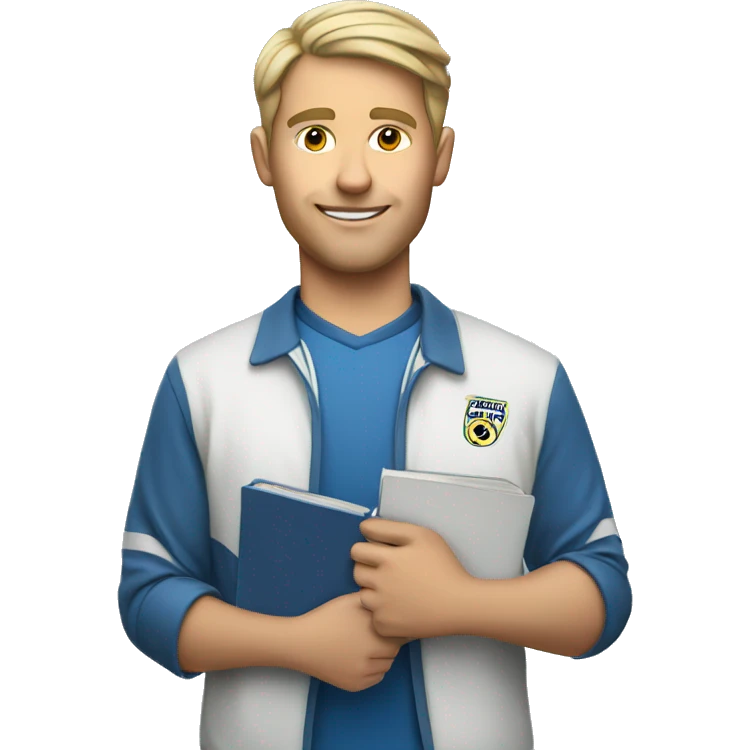 white young soccer coach holding a notebook emoji