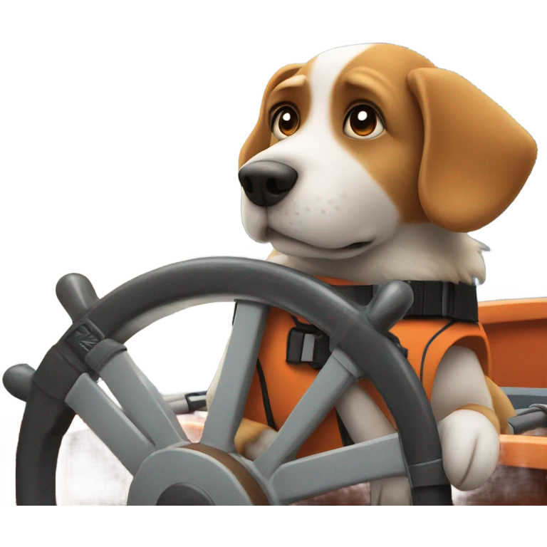 Dog driving a boat  emoji