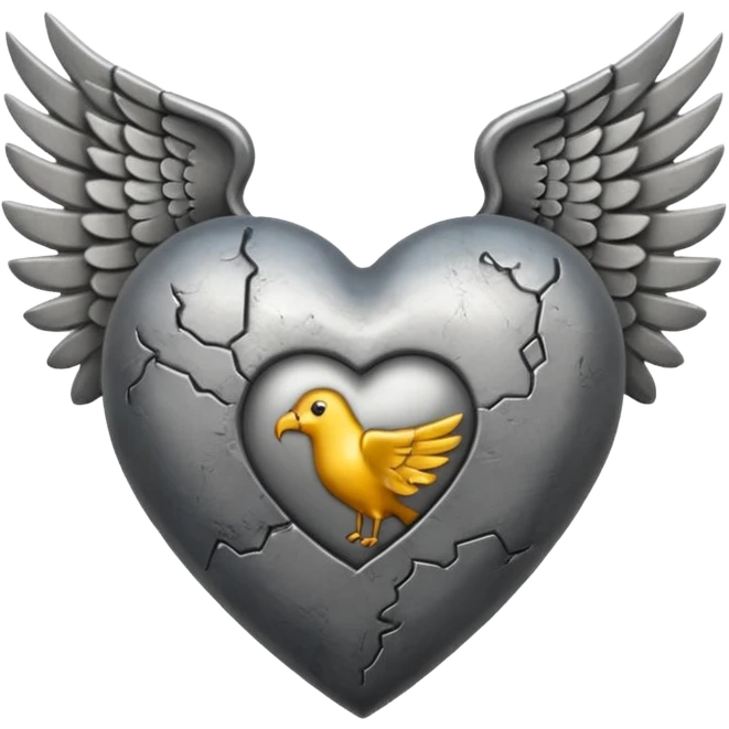 Corazon gris con alas y una venda todo gris emoji