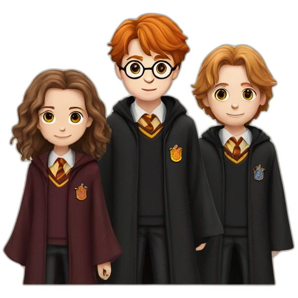 harry potter with ron weasley and hermoine granger emoji