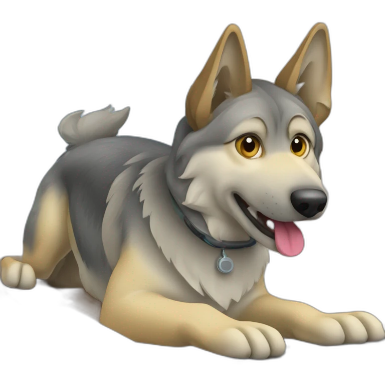 Czechoslovakian wolfdog working on a computer   emoji