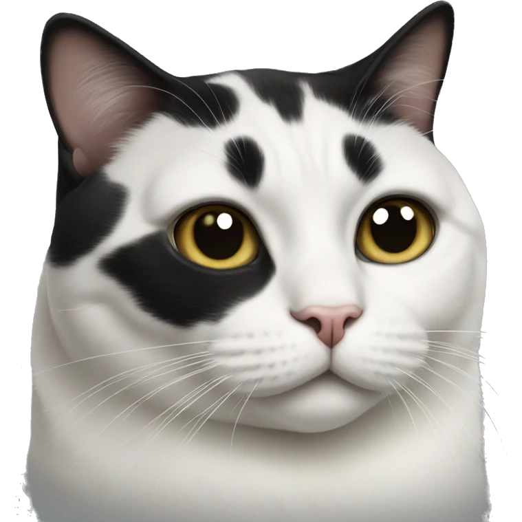 cat fat white and black emoji