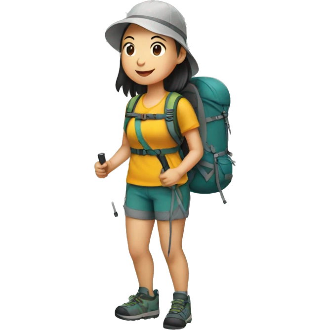 chinese girl hiking emoji