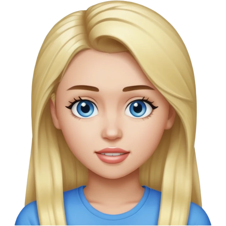 Miley Cyrus with blue eyes, blonde long hair emoji