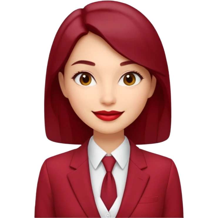 Нужно создать 1 эмоджи в цветовой гамме красный, белый и марсала (бардово-фиолетовый. деловая девушка в красном костюме, emoji