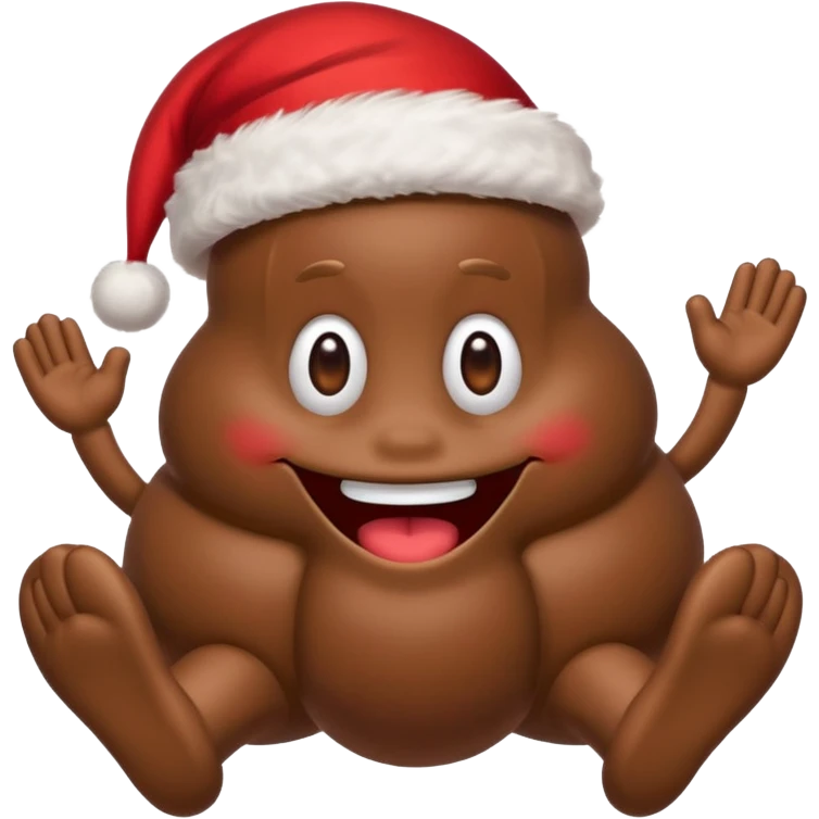 poop with arms and legs and a santa hat emoji