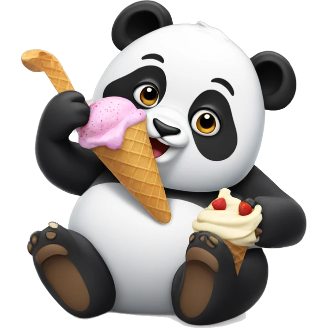 Panda eating ice cream emoji