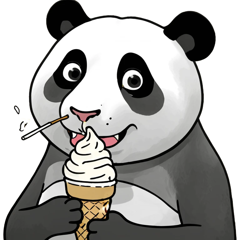 Panda eating ice cream emoji