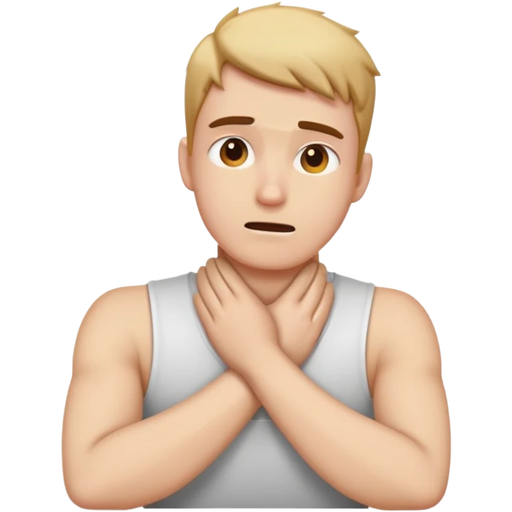 hands crossed against neck while crashing out emoji