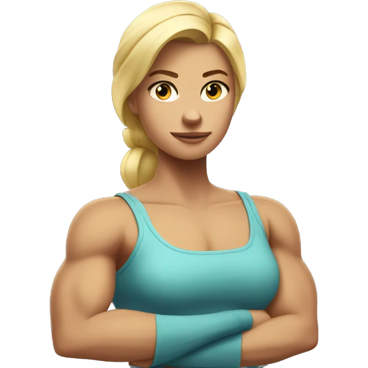 Strong muscle arm blonde teenage girl emoji