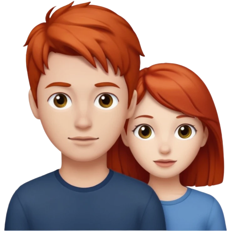 red head girl with brunette boy couple emoji