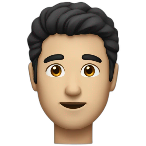 man with black hair comped sideways and a small black square between the mouth and the nose emoji