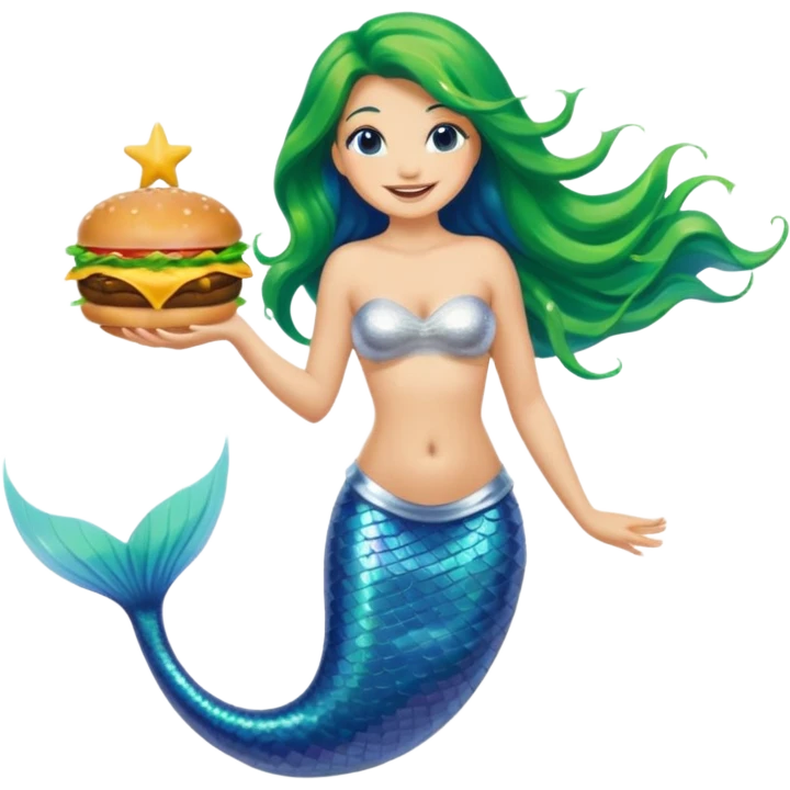 mermaid with a cheeseburger emoji