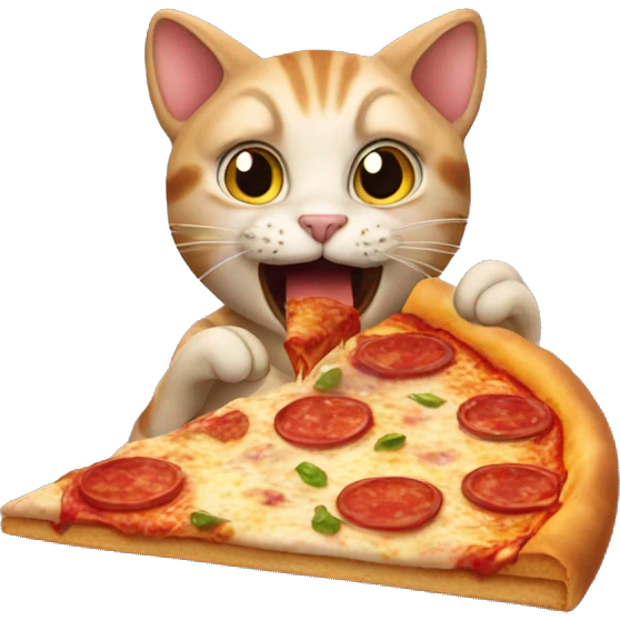 Cat eating pizza emoji