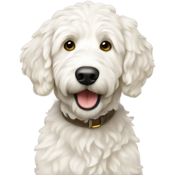 White golden doodle playful emoji