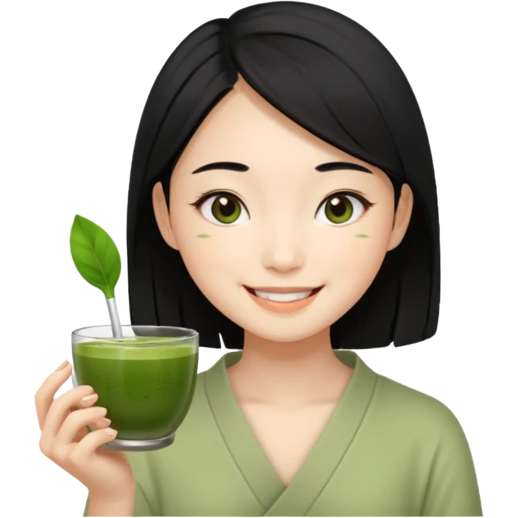 make an asian girl that loves matcha emoji