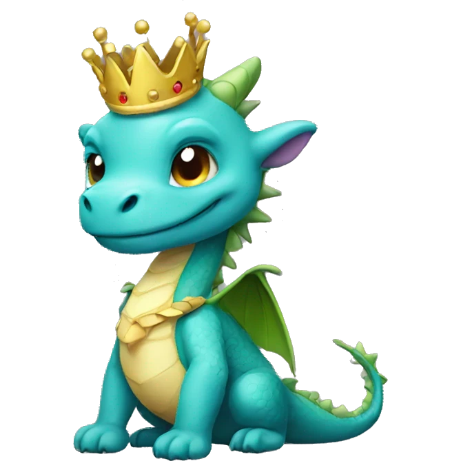 Cute dragon wear a crown emoji