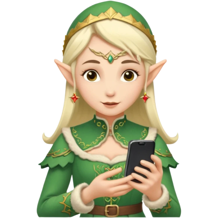 elf with russia custome dress and smartphone emoji