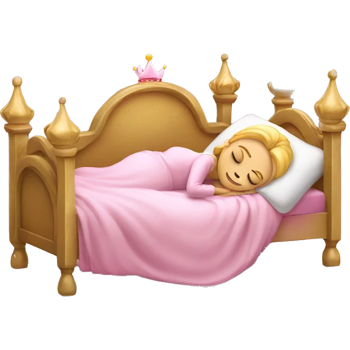 white Sleeping princess in pink bed  emoji
