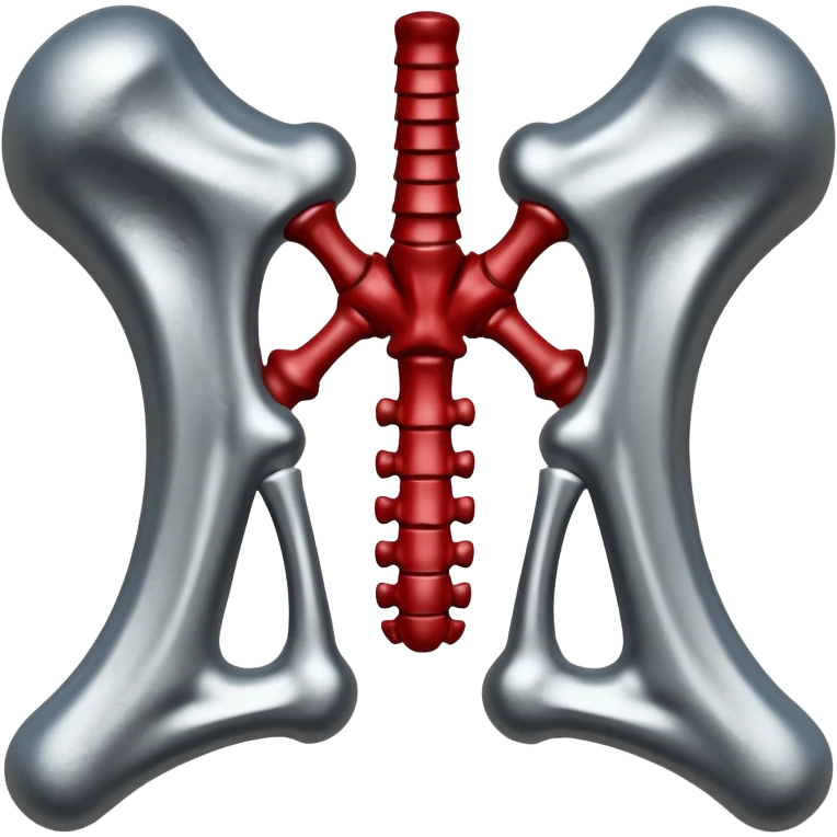 metallic anatomic bones with traces of blood, steel texture, dark dramatic tone, clean background emoji