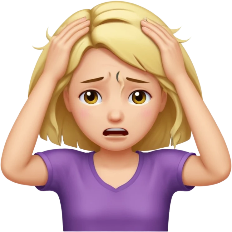 a girl crying and pulling out her hairrrrr emoji